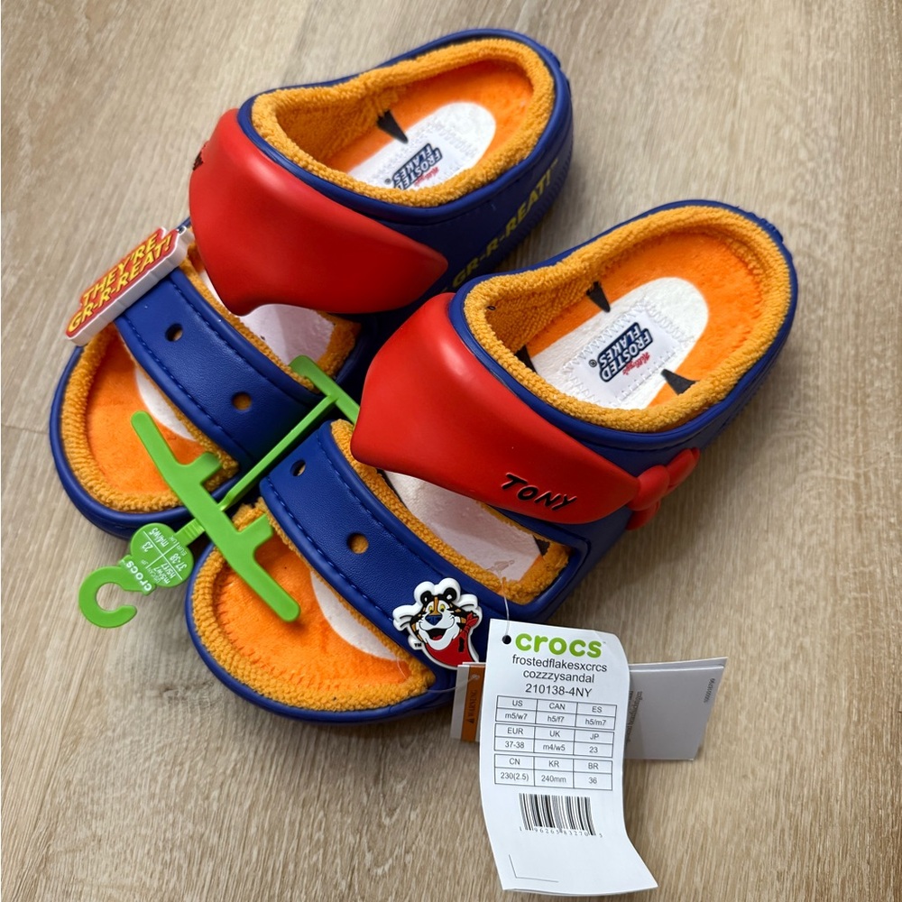 NWT Frosted Flakes × Crocs Cozzzy Sandals Size M 4/ W 6